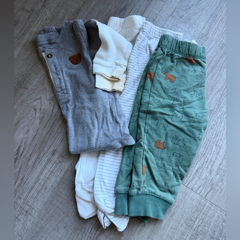 Carter's Kids Sweatpants & Onesie - Gray, White, Green | Set of 4 Items